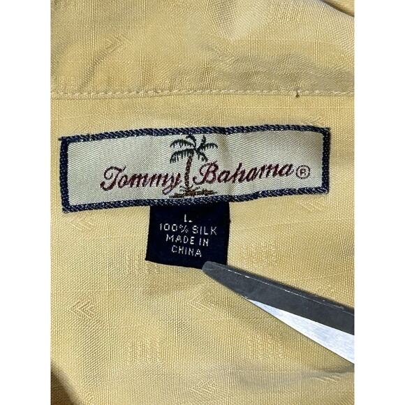Tommy Bahama Shirt Mens Large Silk Yellow Hawaiian Button Up Short Sleeve - Picture 5 of 9